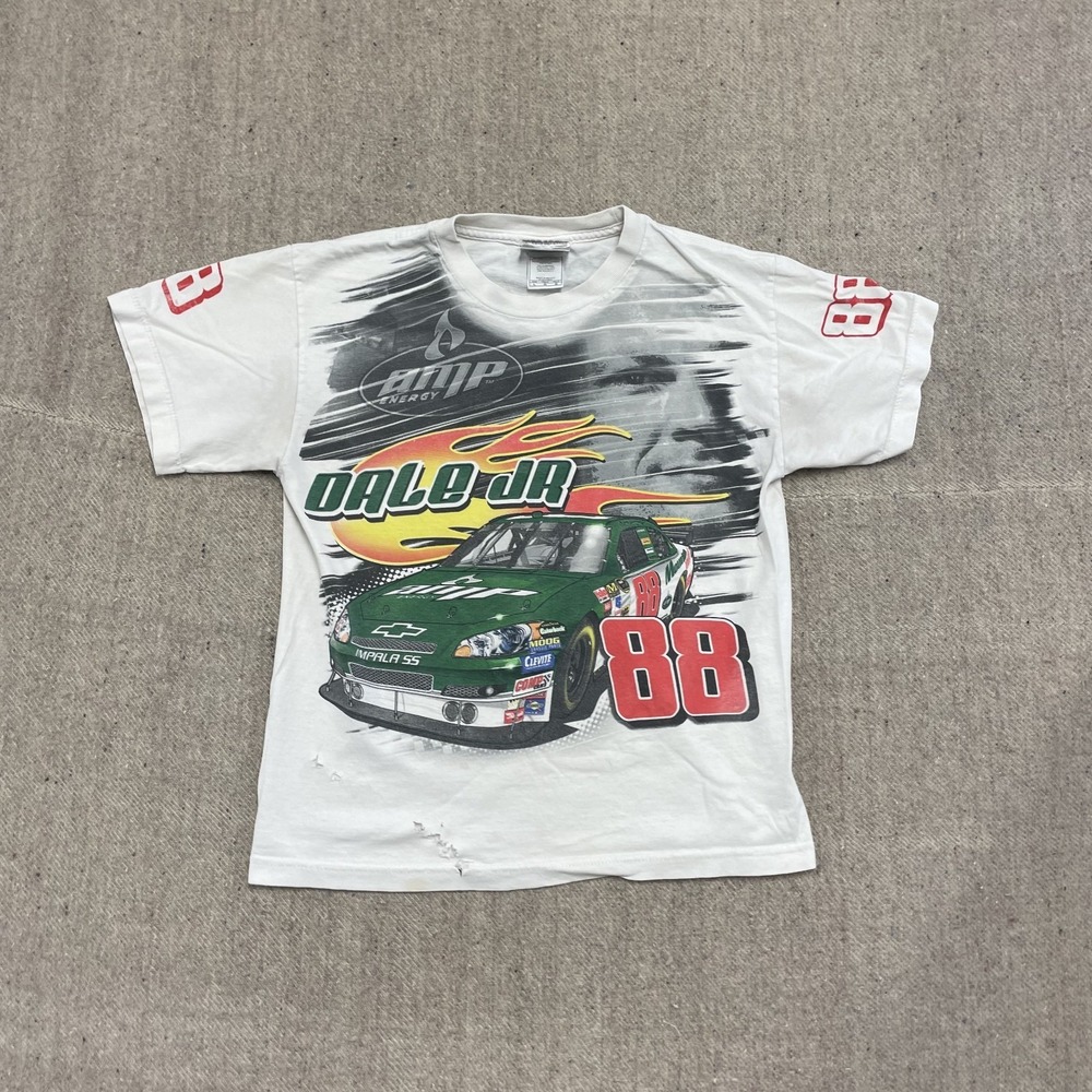 vintage Dale Jr Nascar shirt mens large White 2000s y2k full graphic‎ racing car